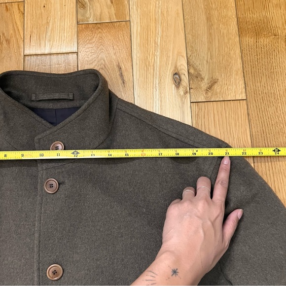 ermenegildo zegna Wool Cashmere Blend Brown Button Front High Collar Coat Large - Picture 6 of 9